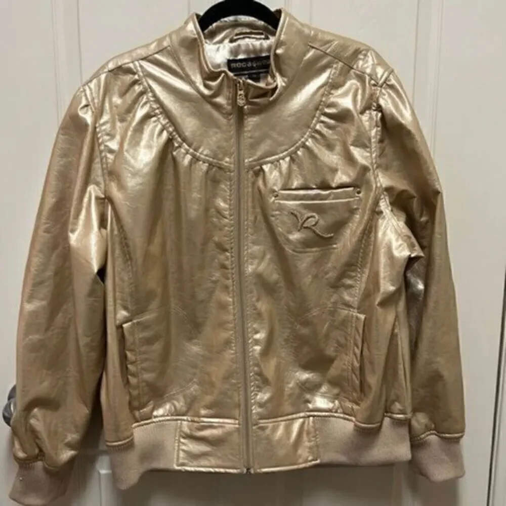 Rocawear Vintage metallic gold faux leather jacket